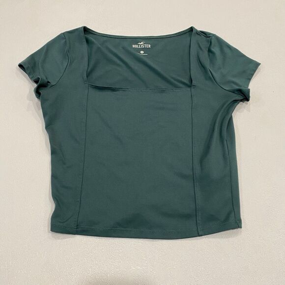 Hollister Square Neck Fitted Tee Top Green Short Sleeve Women’s Size Small - Picture 1 of 5